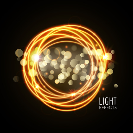 Light effects rings. Motions glowing lines with particles. Modern style. Shining lines.のイラスト素材