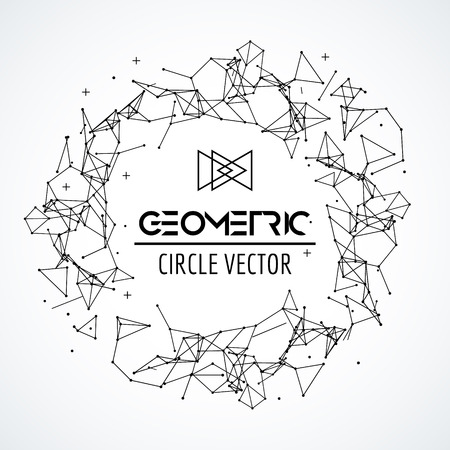 Wireframe mesh circle, broken polygonal sphere with connected lines and dots. Connection concept. Digital social network concept, web style.のイラスト素材
