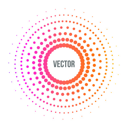 Abstract colorful vector halftone dots circle vector illustration. Dotted dot vector advertisment. Dot design. Dotted template.のイラスト素材