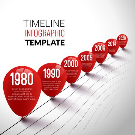 Infographic Timeline realistic Template with red balloons.の写真素材