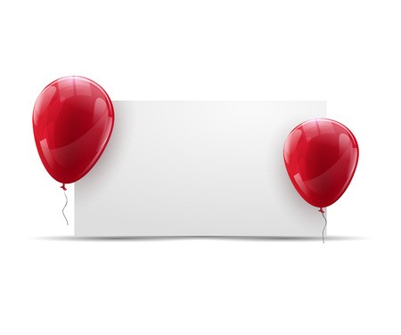 Holiday, Advertising Banner background with ed Ballons. Happy Birthday background with banner and balloons.のイラスト素材