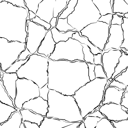 Texture cracked surface. Isolated on white background. Vector illustrationのイラスト素材