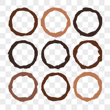 Set of Coffee stains on transparent. Coffee cup prints. Vector illustrationのイラスト素材