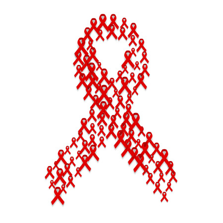 Vector illustration of World Cancer Day background with red ribbon.