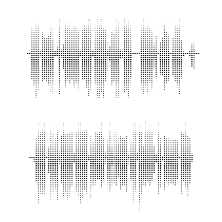 Halftone square vector elements.Vector sound waves. Music round waveform background. You can use in club, radio, pub, party, concerts, recitals or the audio technology advertising background.のイラスト素材