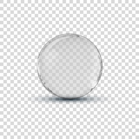 Big white transparent glass sphere ball with glares and shadow.のイラスト素材