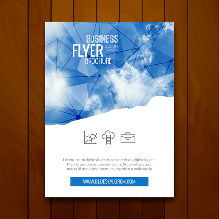 Cover Report Business Colorful Triangle Polygonal Sky Clouds Geometric pattern Design Background, Cover Magazine, Brochure Book Cover Template, vector illustration.の写真素材