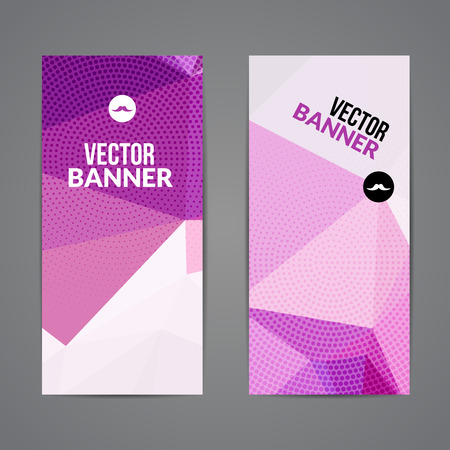 Set of polygonal triangular colorful background banners poster booklet with swirls for modern design, youth graphic concept.のイラスト素材