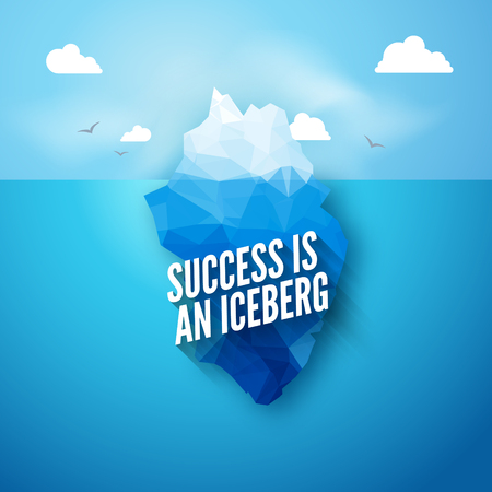 Vector 3d iceberg illustration concept. Success quote, clean blue cold sea or ocean conceptのイラスト素材