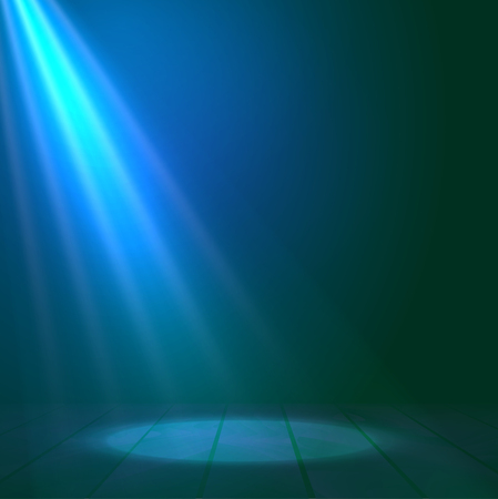 Floodlight spotlight illuminates wooden scene. Vector illustrationのイラスト素材