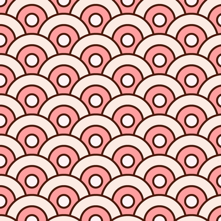 Abstract vector seamless pattern simple waves round with swatches.のイラスト素材