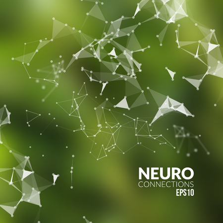 Abstract vector background. Futuristic style card. Background for business presentations. Molecular structure. Lines, point, planes in 3d space. Cybernetic dots, creative banner.のイラスト素材