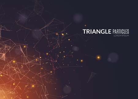 Abstract polygonal techno background. Futuristic style card. Business presentations. Lines, point, planes in 3d space. Cybernetic dots, creative bannerのイラスト素材