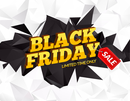 Black Friday sale polygonal background. Discounts promotion . Black friday marketing card poster. 3D design illustrationのイラスト素材