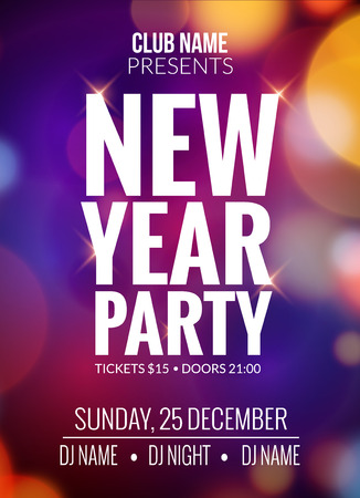 New Year party design . Event celebration  template bokeh lights. New year festive poster invitation 2017.のイラスト素材