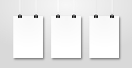 Paper poster pockup design. Paper sheet blank template. Frame on wall portfolio concept. gallery.のイラスト素材