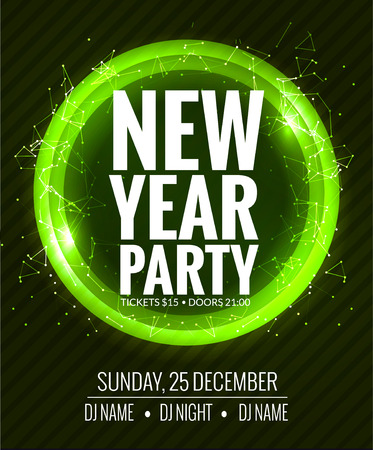 New year party and Christmas party poster template design. Disco night banner flyer. New year Holiday celebration invitation.のイラスト素材