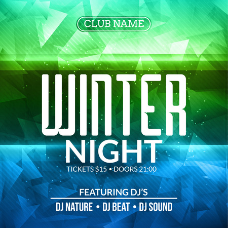 Dance party, dj battle poster design. Winter disco party. Music event flyer or banner illustration template.のイラスト素材