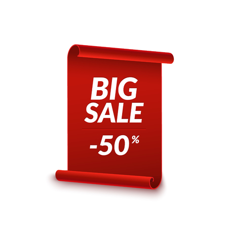 Big Sale vector ribbon design template. Banner sale tag. Market special offer discount label.のイラスト素材