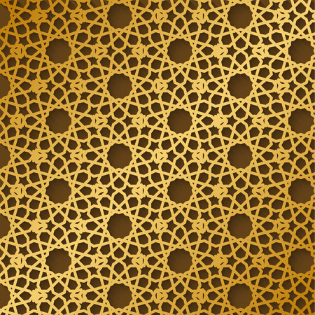 Arabic pattern gold style. Traditional arab east geometric decorative backgroundのイラスト素材