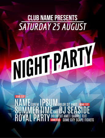 Modern Club Music Party Template, Night Dance Party Flyer, brochure. Night Party Club sound Banner Poster.のイラスト素材
