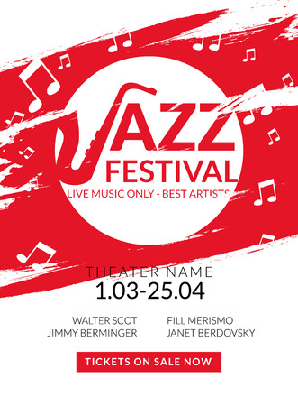 Vector musical flyer Jazz festival. Music poster background festival banner or flyer templateのイラスト素材