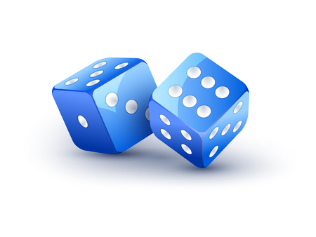 Dice vector design isolated on white. Two dice casino gambling template concept. Casino background.のイラスト素材