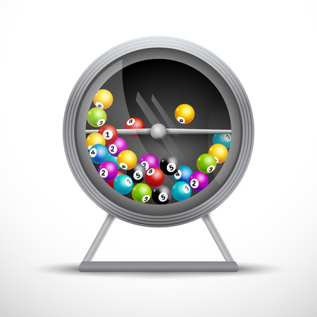 Lottery machine with lottery balls inside. Lotto game luck concept illustration.のイラスト素材