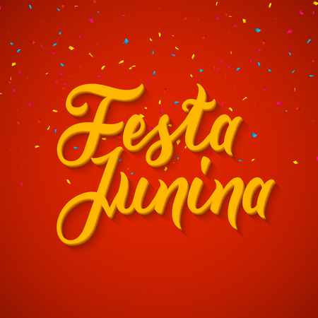 Festa Junina celebration poster. Brazilian festa decoration flye design template.のイラスト素材