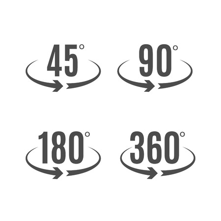 Angle degrees icons vector design. Arrows rotation circle symbol. Geometry measure.のイラスト素材