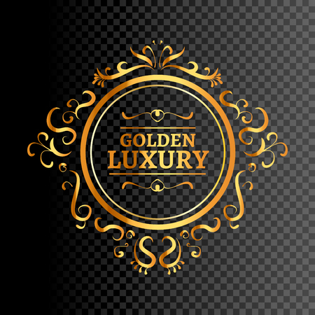 Circle vector golden frame. Ornament design template. Ornamental floral vignette for wedding invitations, business card, certificate, logo templateのイラスト素材