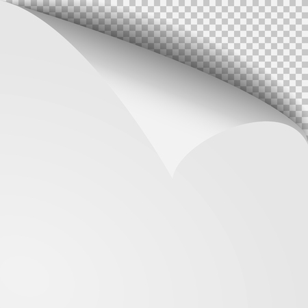 Curl corner paper template. Transparent grid. Empty isolated background page.のイラスト素材