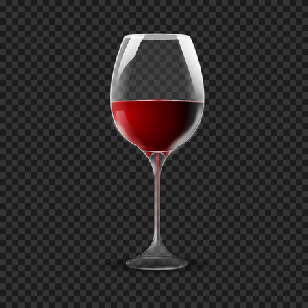Wineglass isolated on transparent. Re wine glass on dark.のイラスト素材