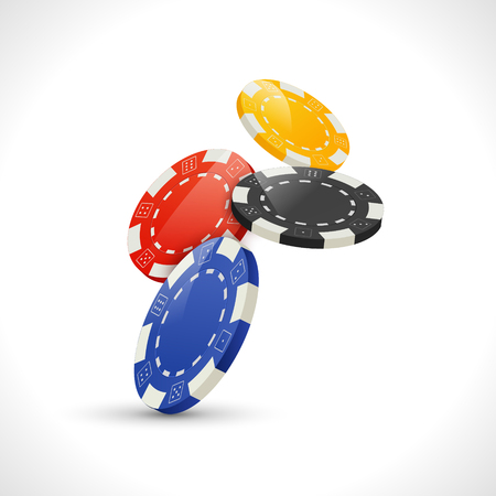 Vector Falling Gambling Poker Chips. Casino leisure illustration.のイラスト素材