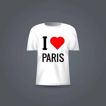 I love Paris, font type with heart, tshirt design template print.のイラスト素材