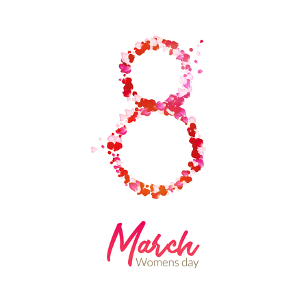 8 march holiday card design. Rose petals vector international greetings or congratulations. 8 march - woman day illustration.のイラスト素材