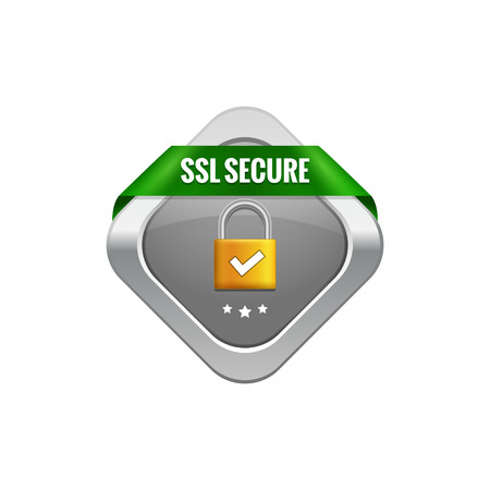 SSL secure protection symbol. SSL security transaction button with ribbon. Lock guard design icon.のイラスト素材