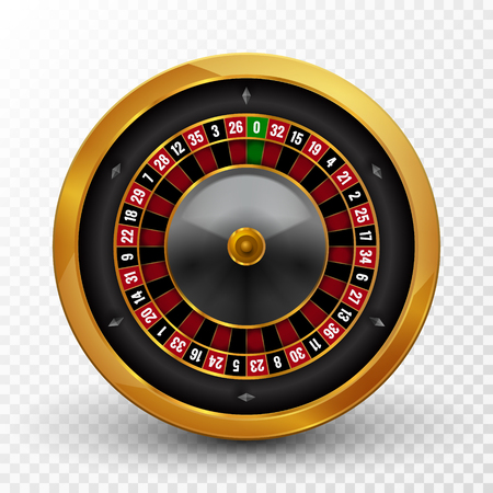 Realistic casino gambling roulette wheel isolated. Vector play chance luck roulette wheel illustration.のイラスト素材