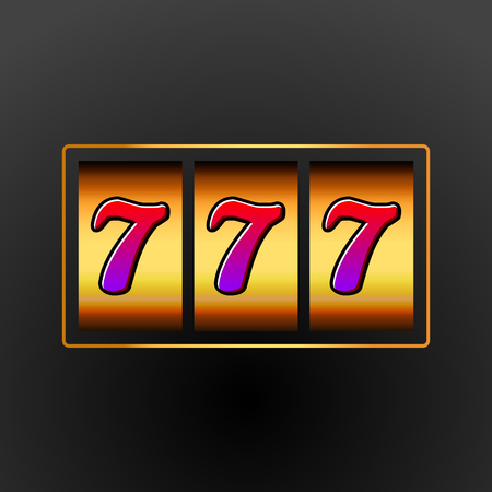 Lucky seven 777 slot machine. Casino vegas game. Gambling fortune chance. Win jackpot money.のイラスト素材