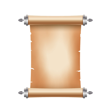 Old ancient scroll paper with place for text. Old document illustration. Papyrus parchament banner. Antique scroll.のイラスト素材