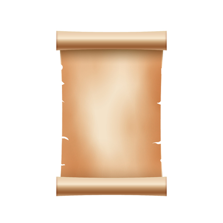 Old ancient scroll paper with place for text. Old document illustration. Papyrus parchament banner. Antique scroll.のイラスト素材