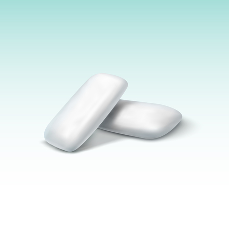 Vector chewing gum isolated. Fresh breath bubblegum closeup health gygiene. Sweet mint.のイラスト素材