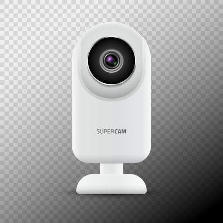 Realistic computer web camera isolated. Video camera technology digital illustration. Webcam device.のイラスト素材