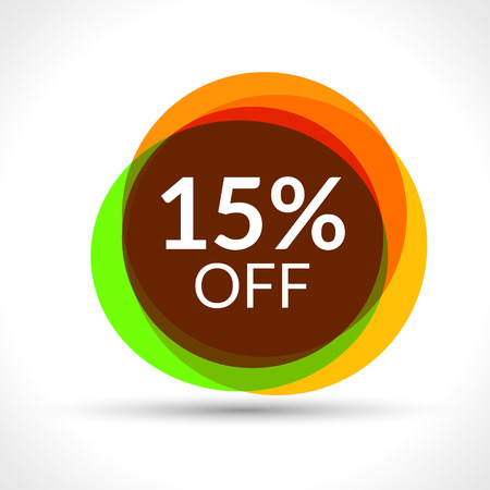 15 percent discount sale sticker. Discount price label. Vector promotion discount sale.のイラスト素材