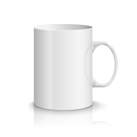 White realistic cup illustration. Vector blank mug classic cup for coffee or tea.のイラスト素材
