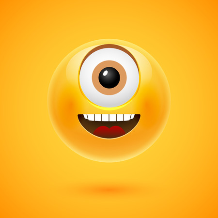 Happy smiley cyclpos vector illustration. Cartoon character emoji.のイラスト素材