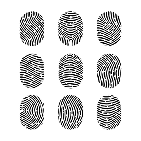 Vector fingerprint set. Finger print of human. Security crime sign icon. Human id.のイラスト素材
