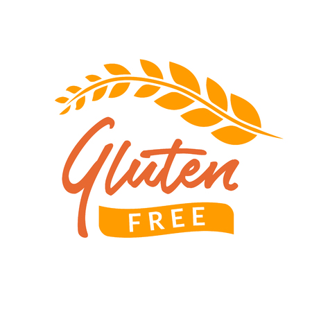 Gluten free drawn isolated sign icon. Healthy lettering symbol of gluten free.のイラスト素材