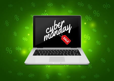 Cyber Monday sign on a laptop screen vector illustration.のイラスト素材