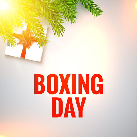 Boxing day design illustration. Christmas boxing day background with branches and box.のイラスト素材